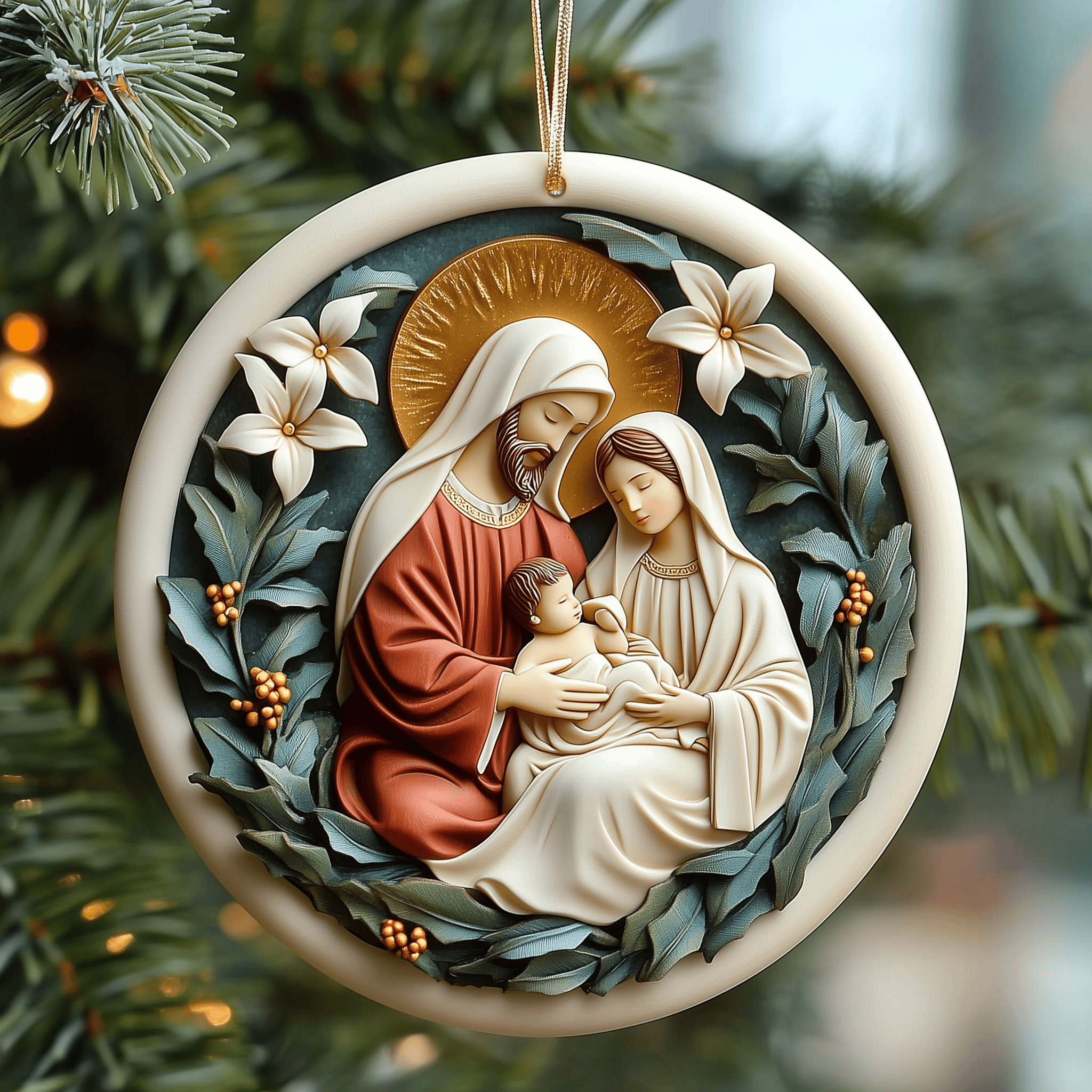 Nativity Mica Ornament Add a Premium Touch to Your Tree with Handcrafted Ornaments