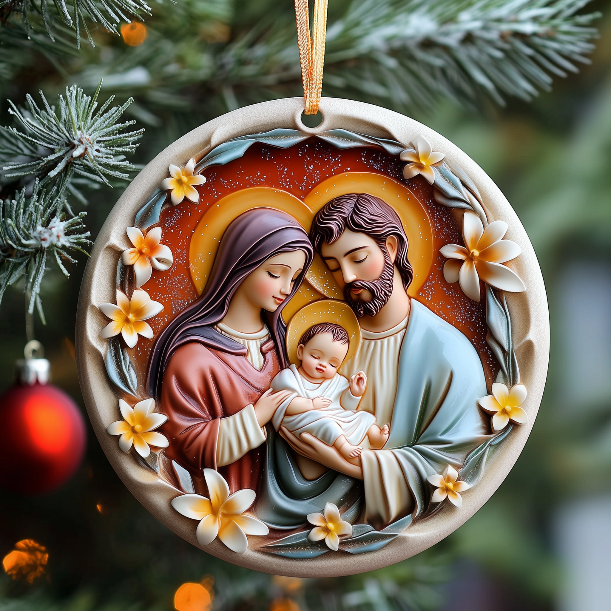 Nativity Mica Ornament Celebrate Craftsmanship with High-Quality Christmas Ornaments