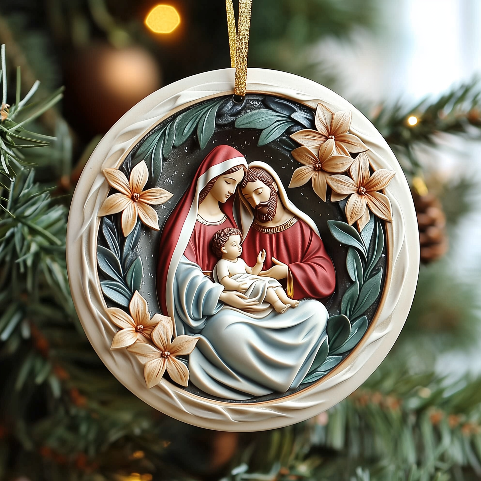 Nativity Mica Ornament Classic Holy Family Christmas Ornament Meaningful Holiday Home Keepsake