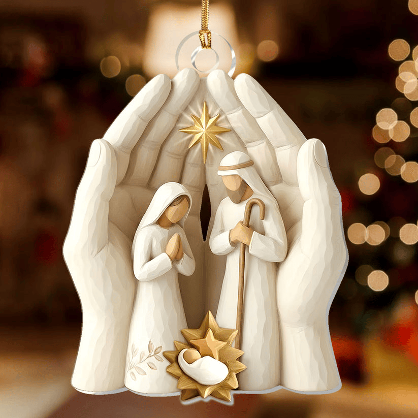 Nativity Of Faith Acrylic Ornament Jesus Christmas Tree Decor Best Christian Gifts for Dad