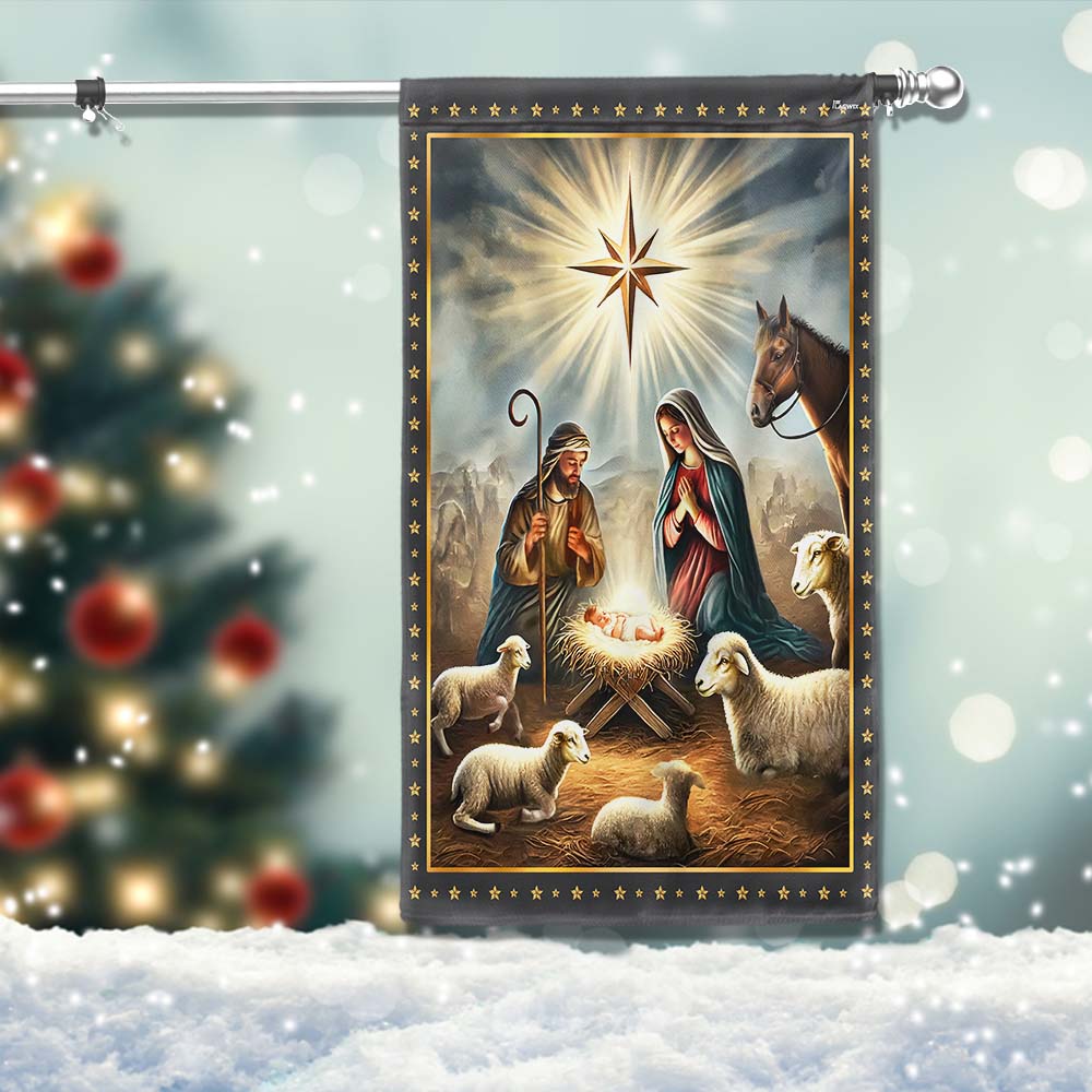 Nativity Of Jesus Christ O Holy Night Christmas Flag