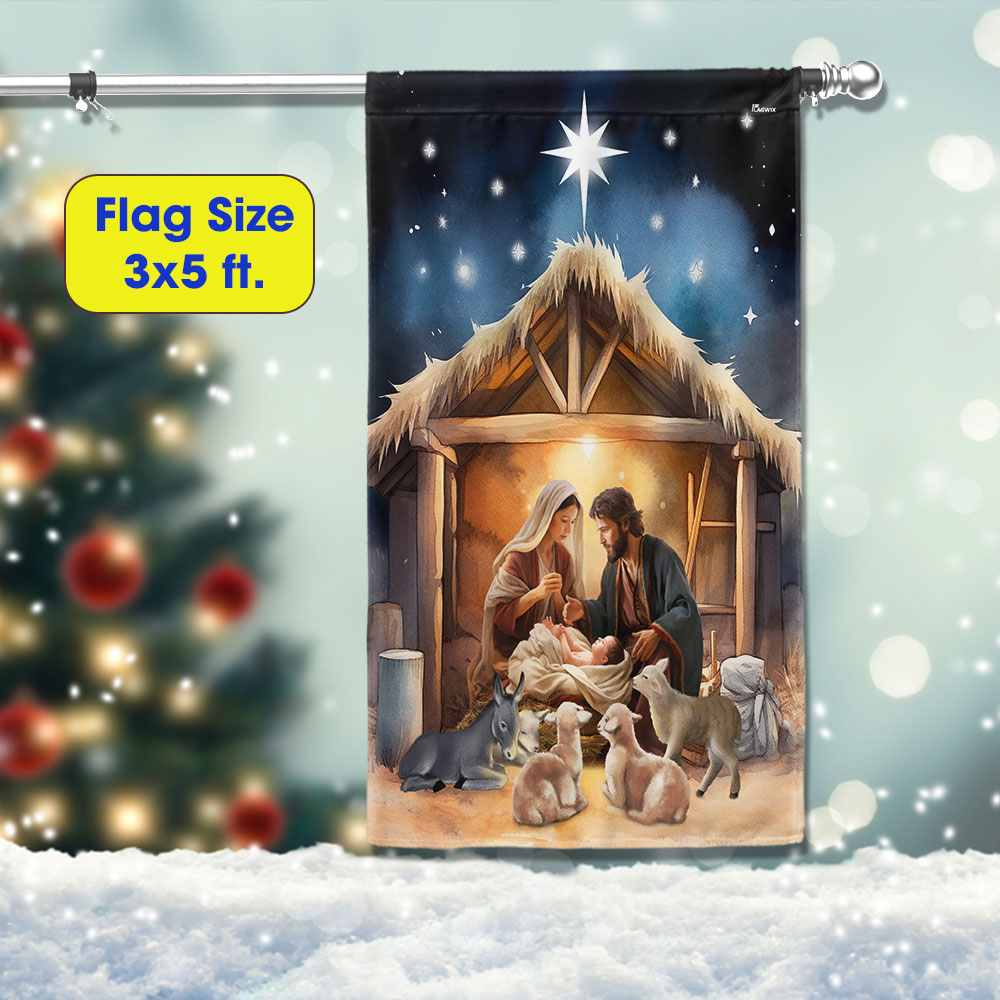 Nativity Of Jesus Christmas Flag Oh Holy Night