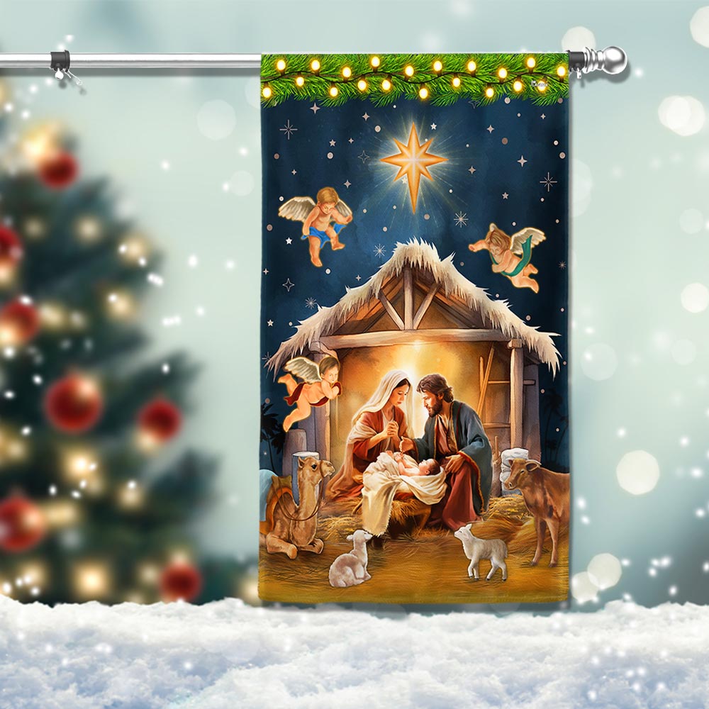 Nativity Of Jesus Christmas Flag Oh Holy Night Christmas 2025