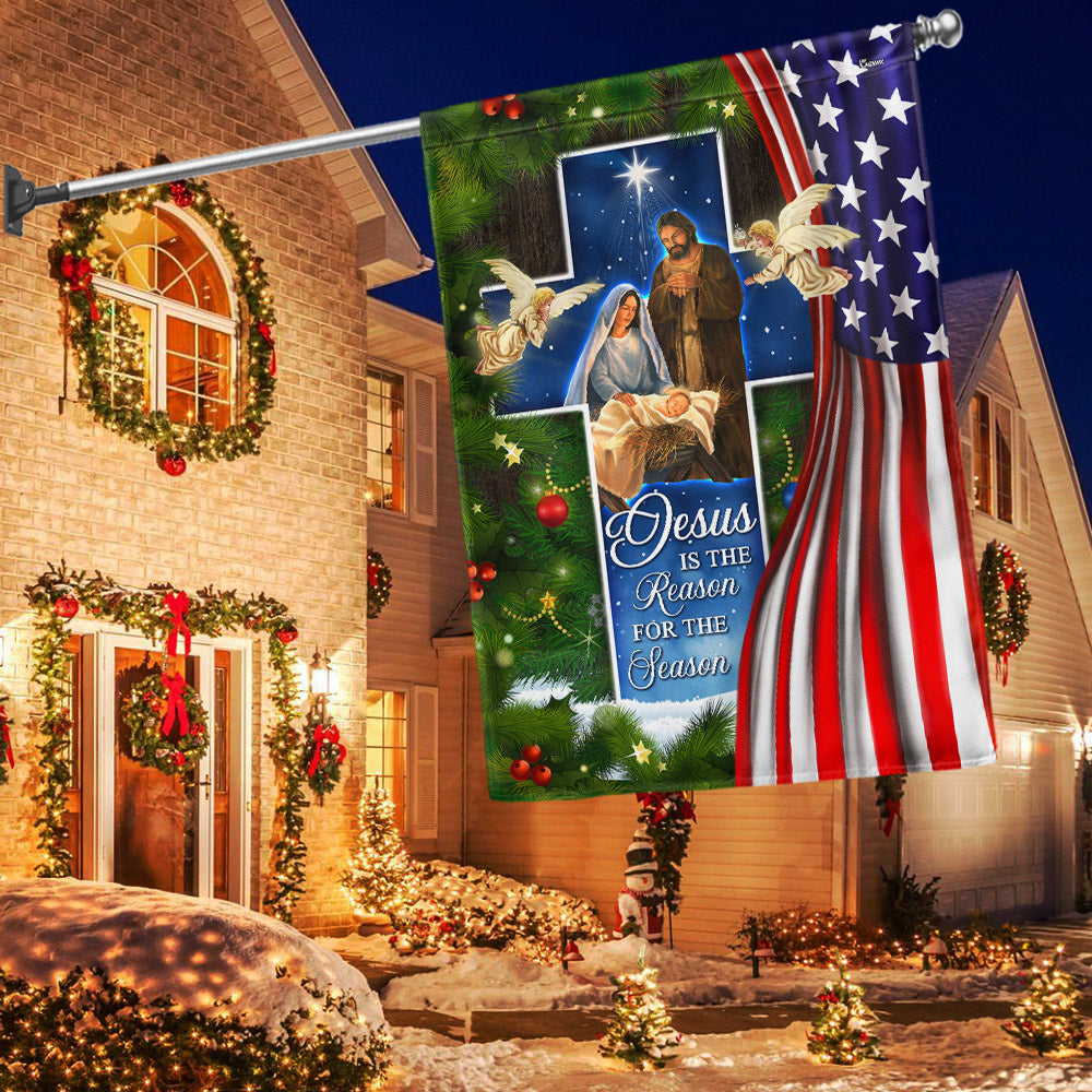Nativity Of Jesus Christmas Flags Holy Family Jesus Is The Reason For The Season Christm