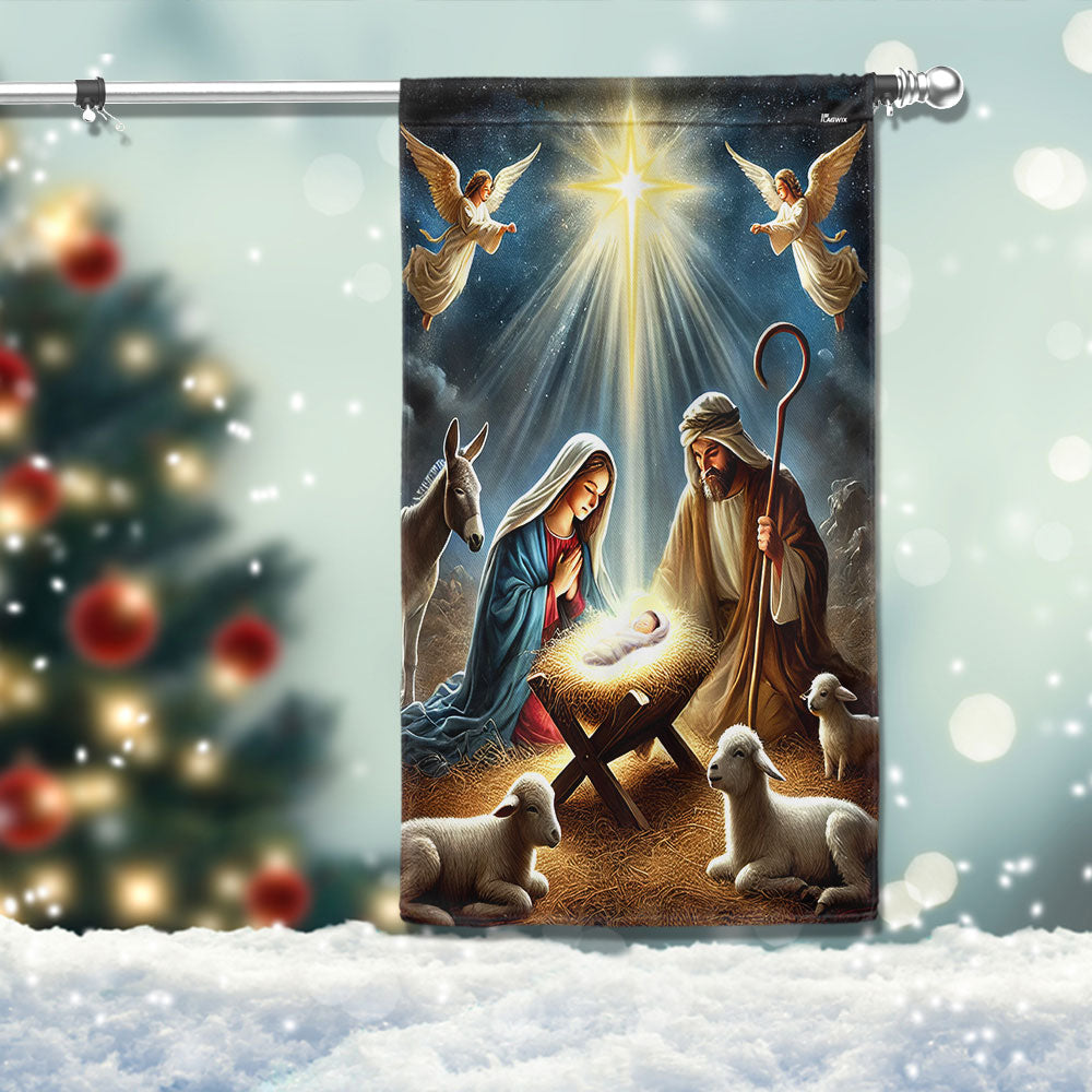 Nativity Of Jesus O Holy Night Christmas Flag