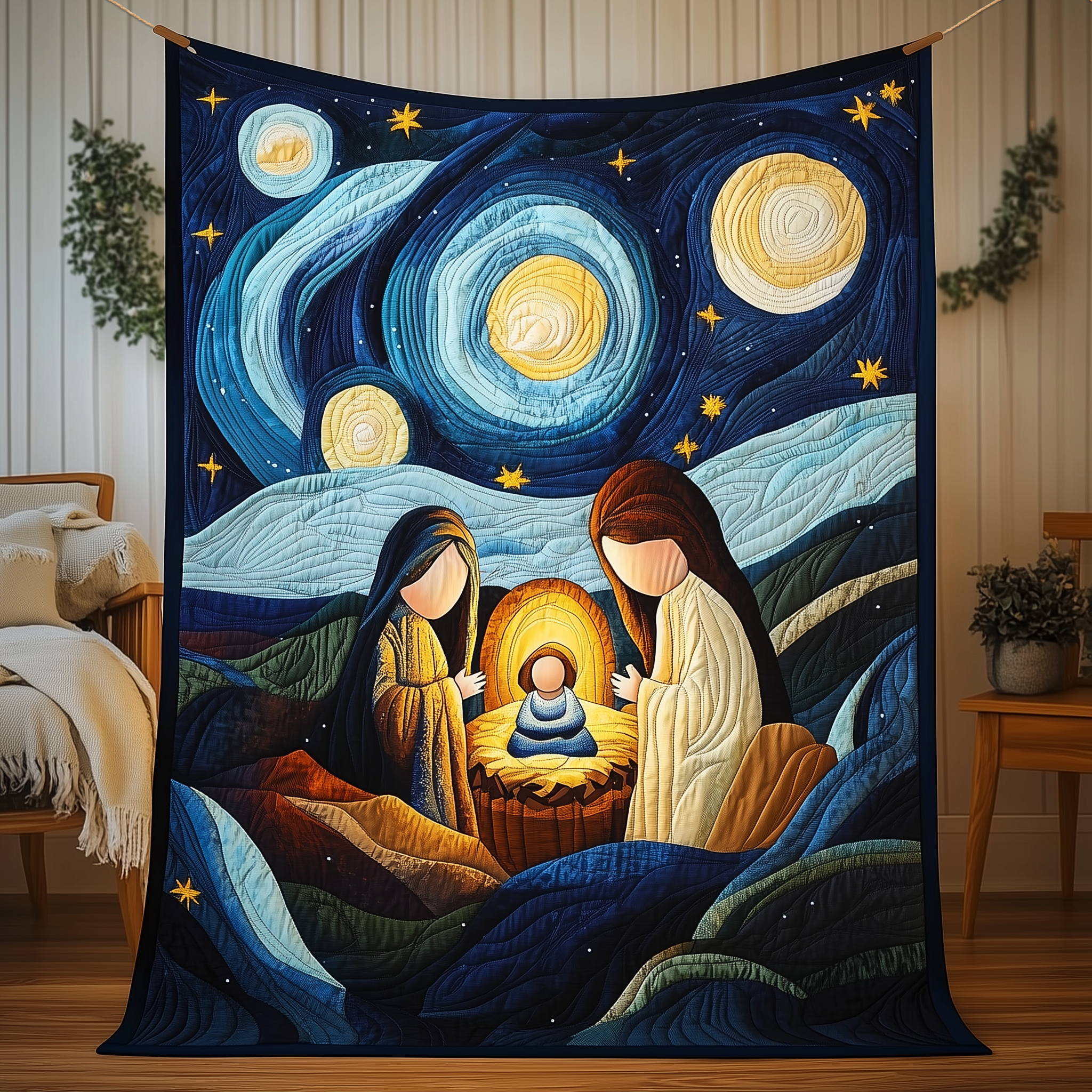 Nativity Quilted Blanket Christmas Quilted Blanket Christmas Gifts For Parents