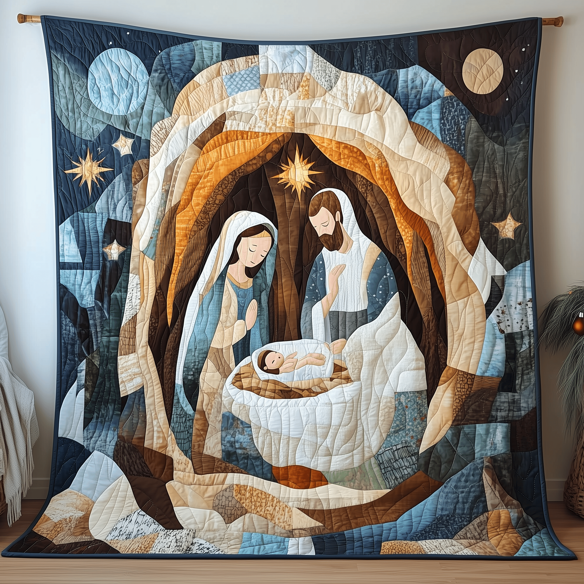 Nativity Quilted Blanket King Size Blanket Religious Christmas Gifts