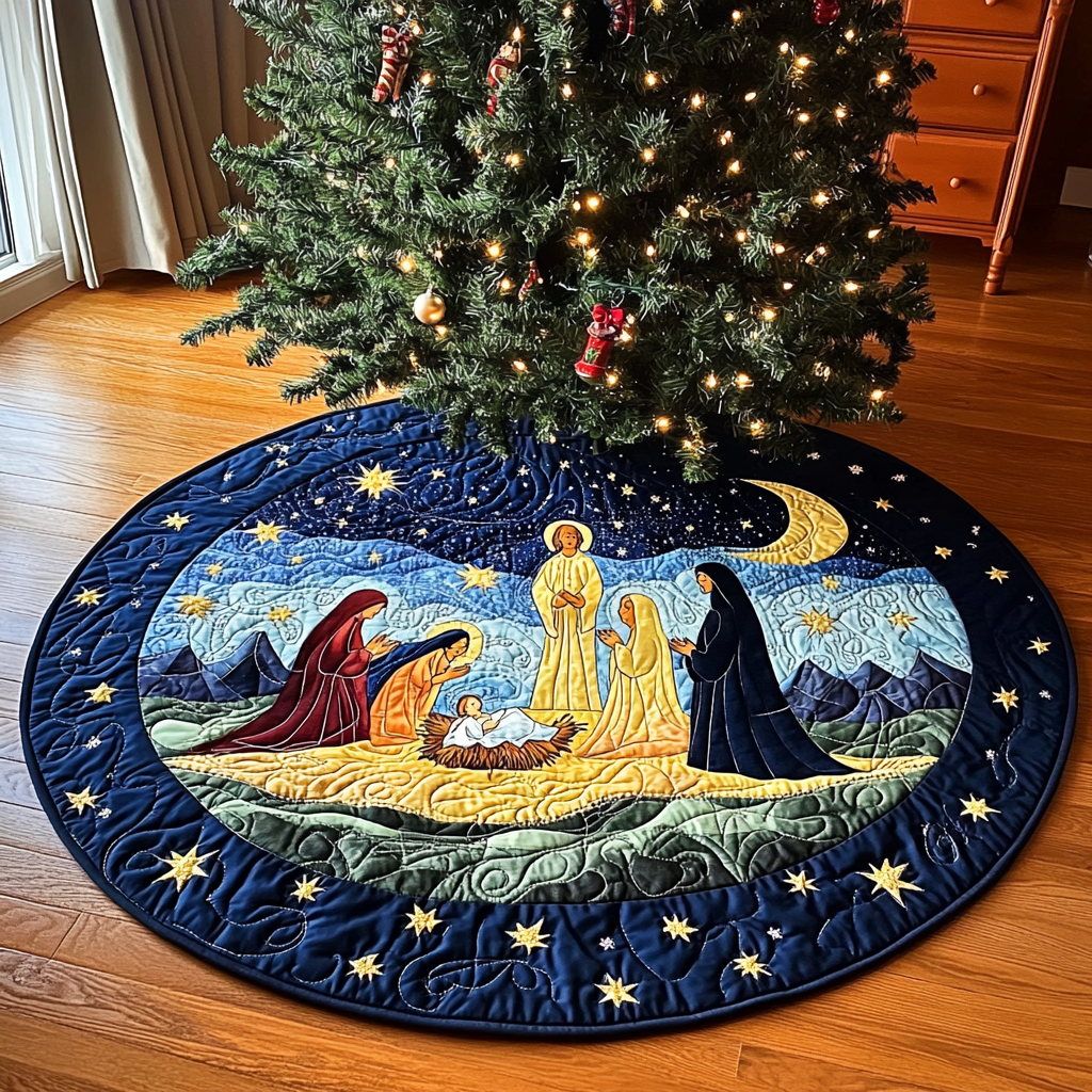 Nativity Quilted Christmas Tree Skirt Holiday Decorations Best Holiday Gifts 2025