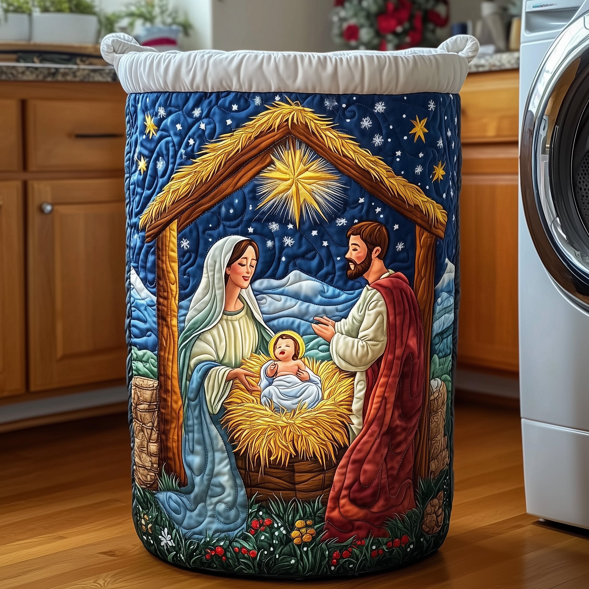 Nativity Quilted Laundry Basket Christmas Gifts For Her