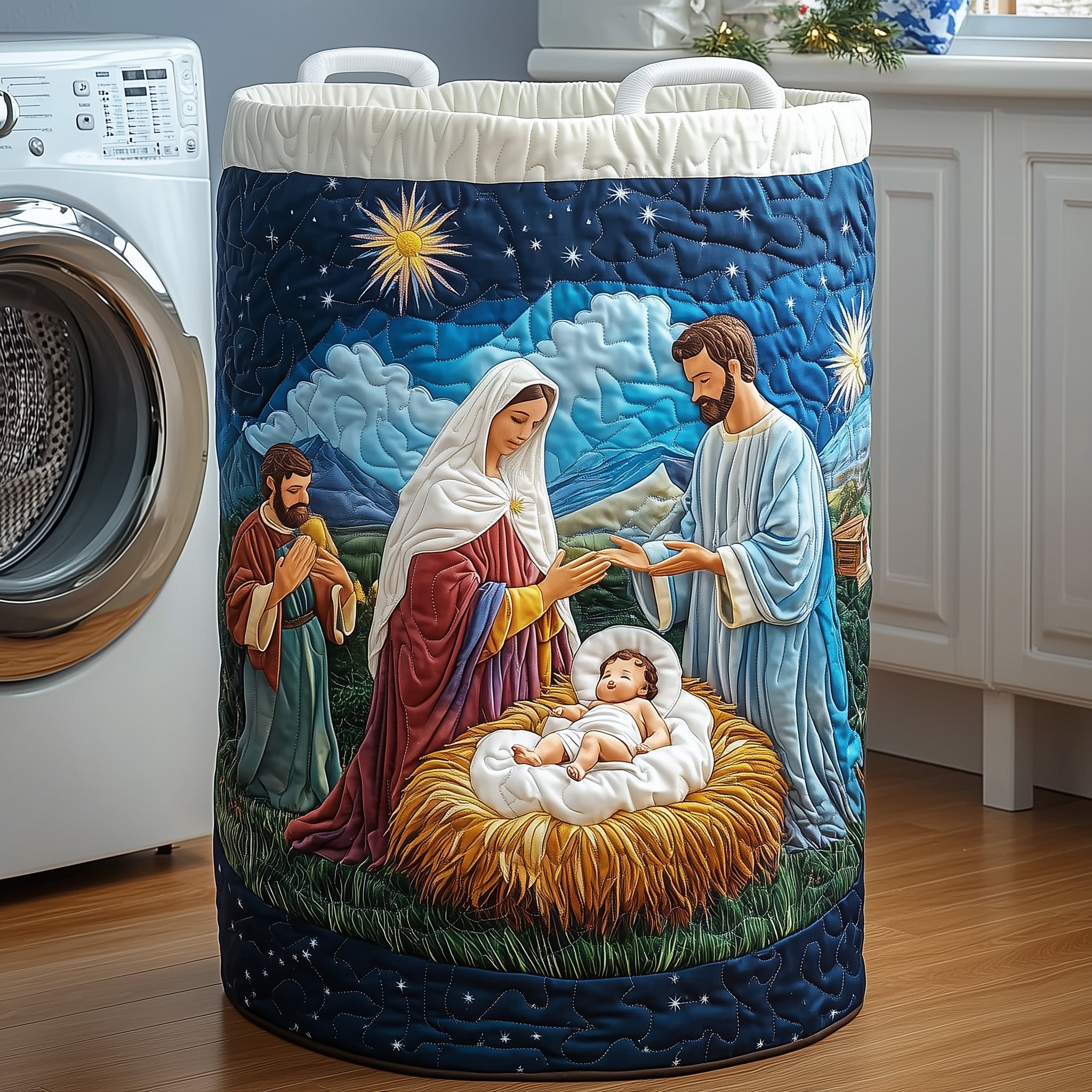 Nativity Quilted Laundry Basket Christmas Gifts For Women