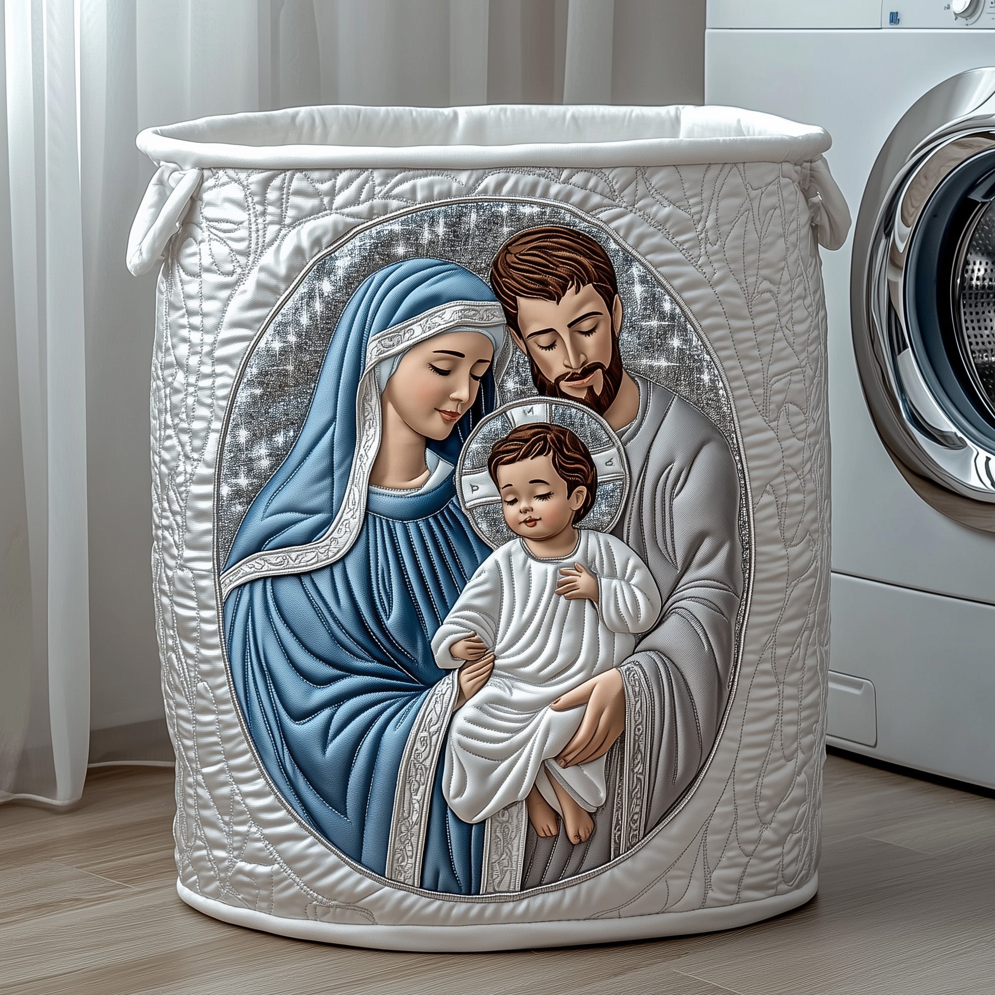 Nativity Quilted Laundry Basket Jesus Christmas Gifts