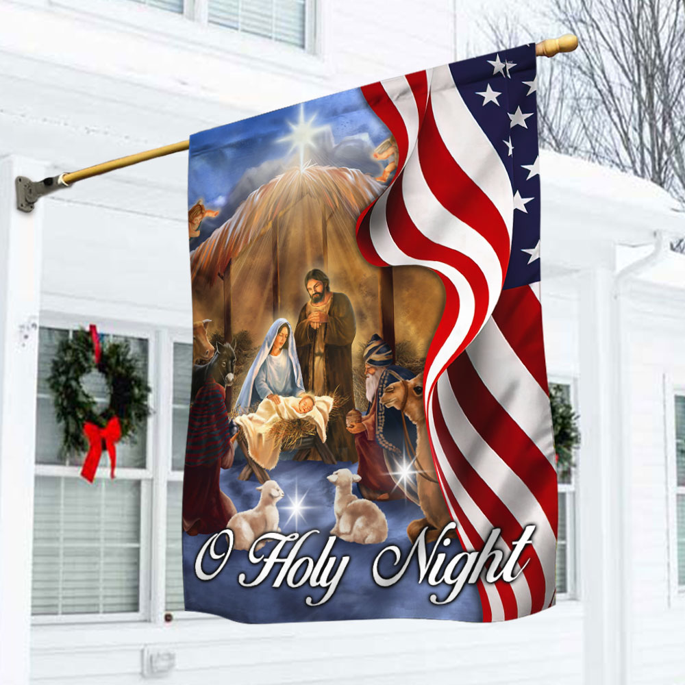 Nativity Scene American Flag O Holy Night