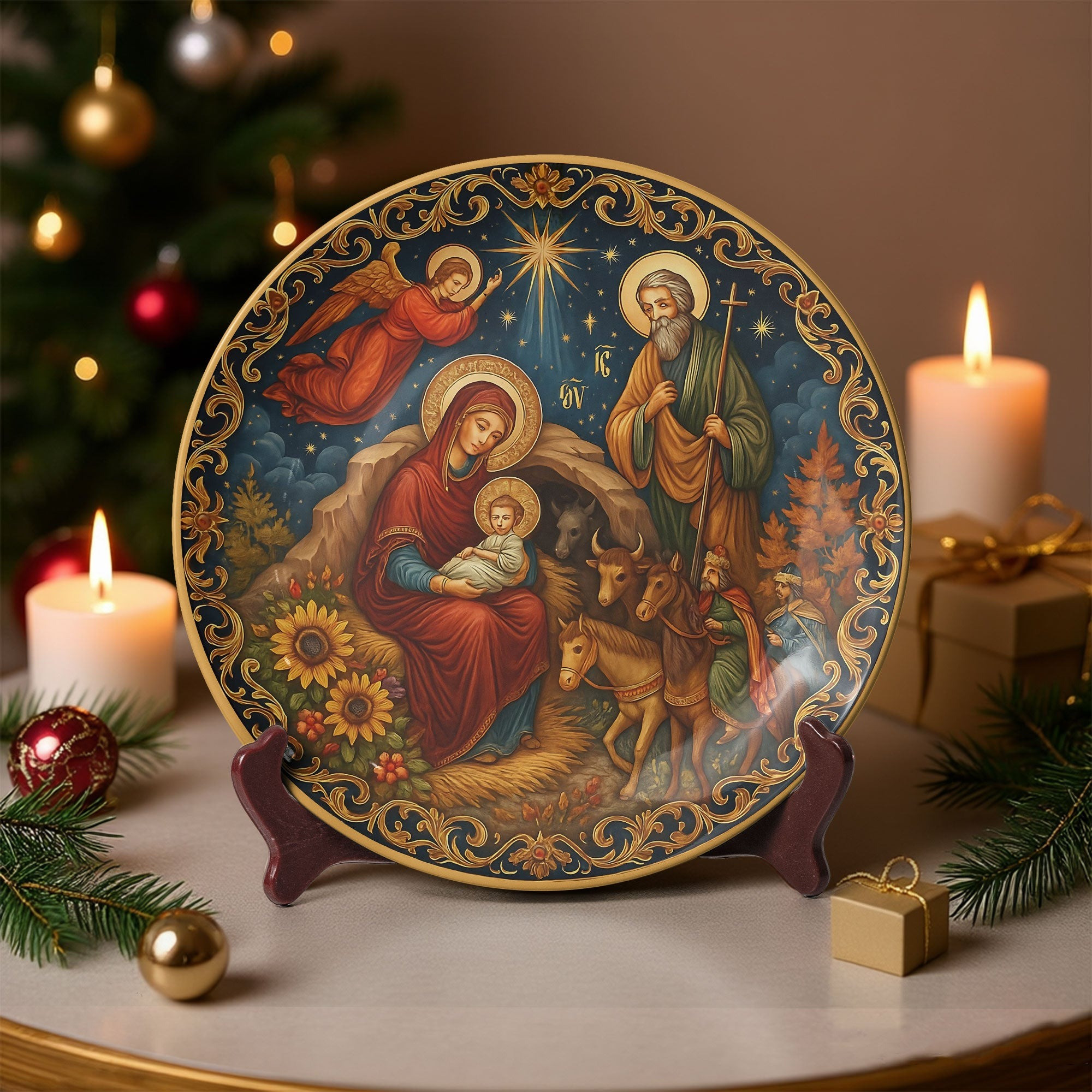 Nativity Scene Ceramic Plate Holy Family Christian Art Home Decor Christmas Gift Ideas