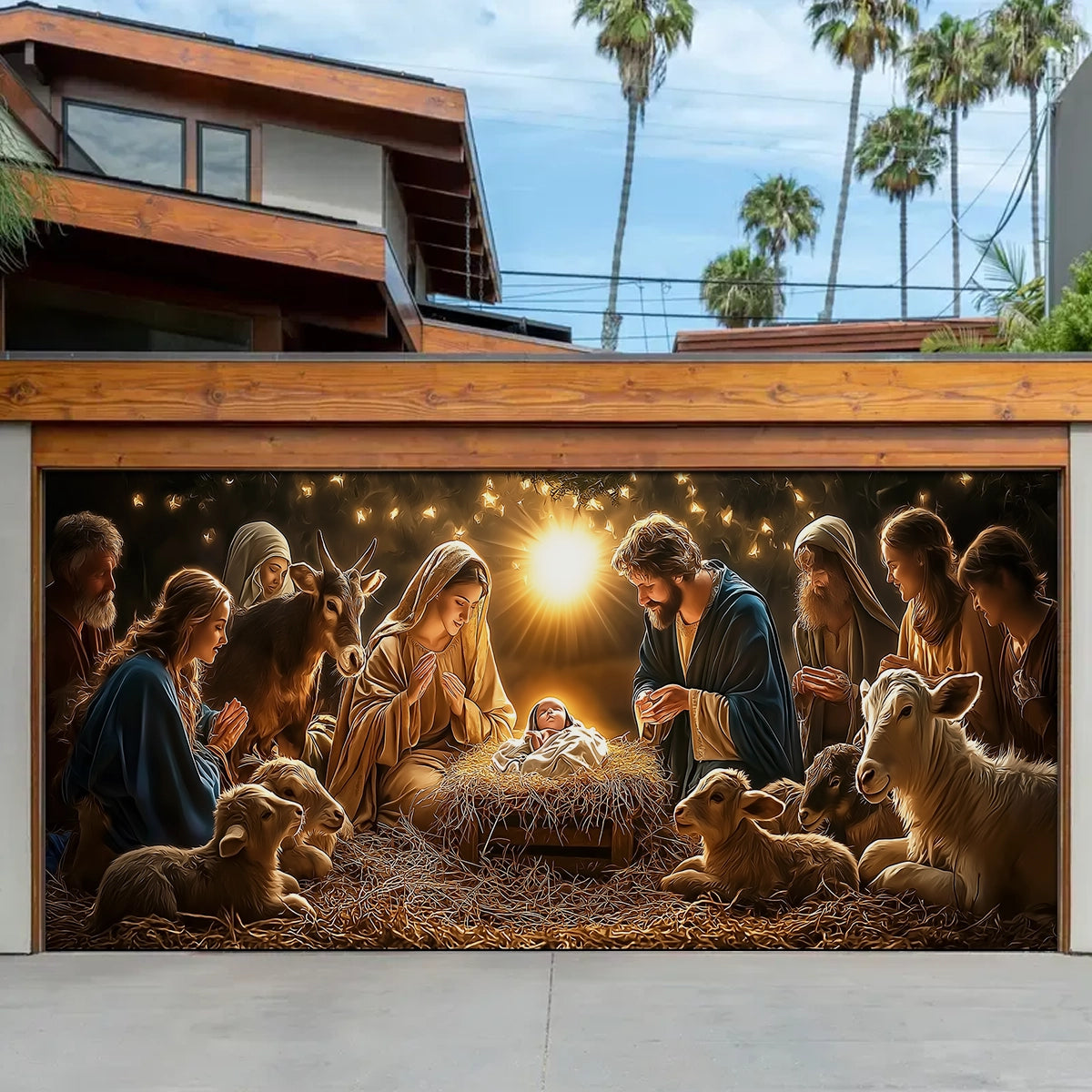 Nativity Scene Christmas Garage Door Banner Home Decor Christmas Gift For Christians