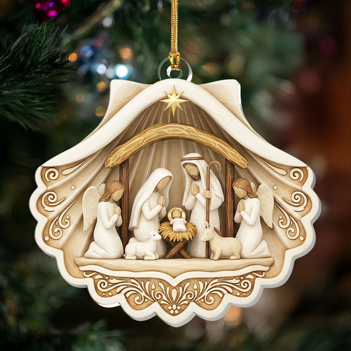 Nativity Scene Christmas Ornament Xmas House Decorations Christian Gifts For Dad