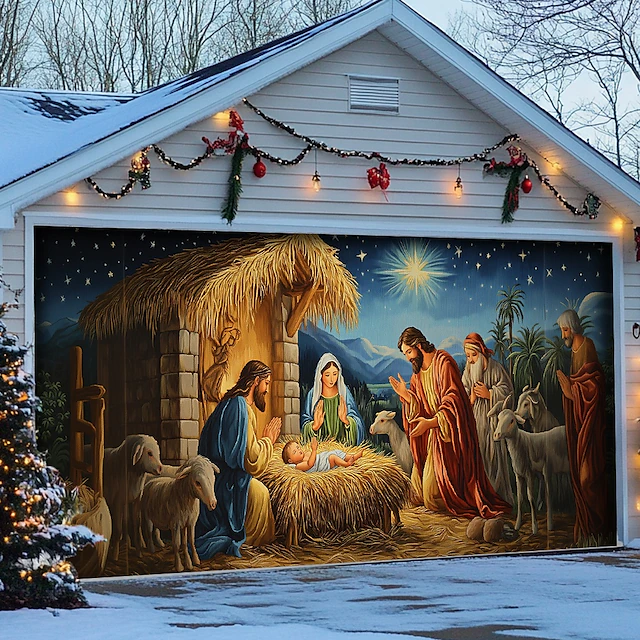 Nativity Scene Garage Door Cover Garage Cover Christmas Gifts For Religious Woman