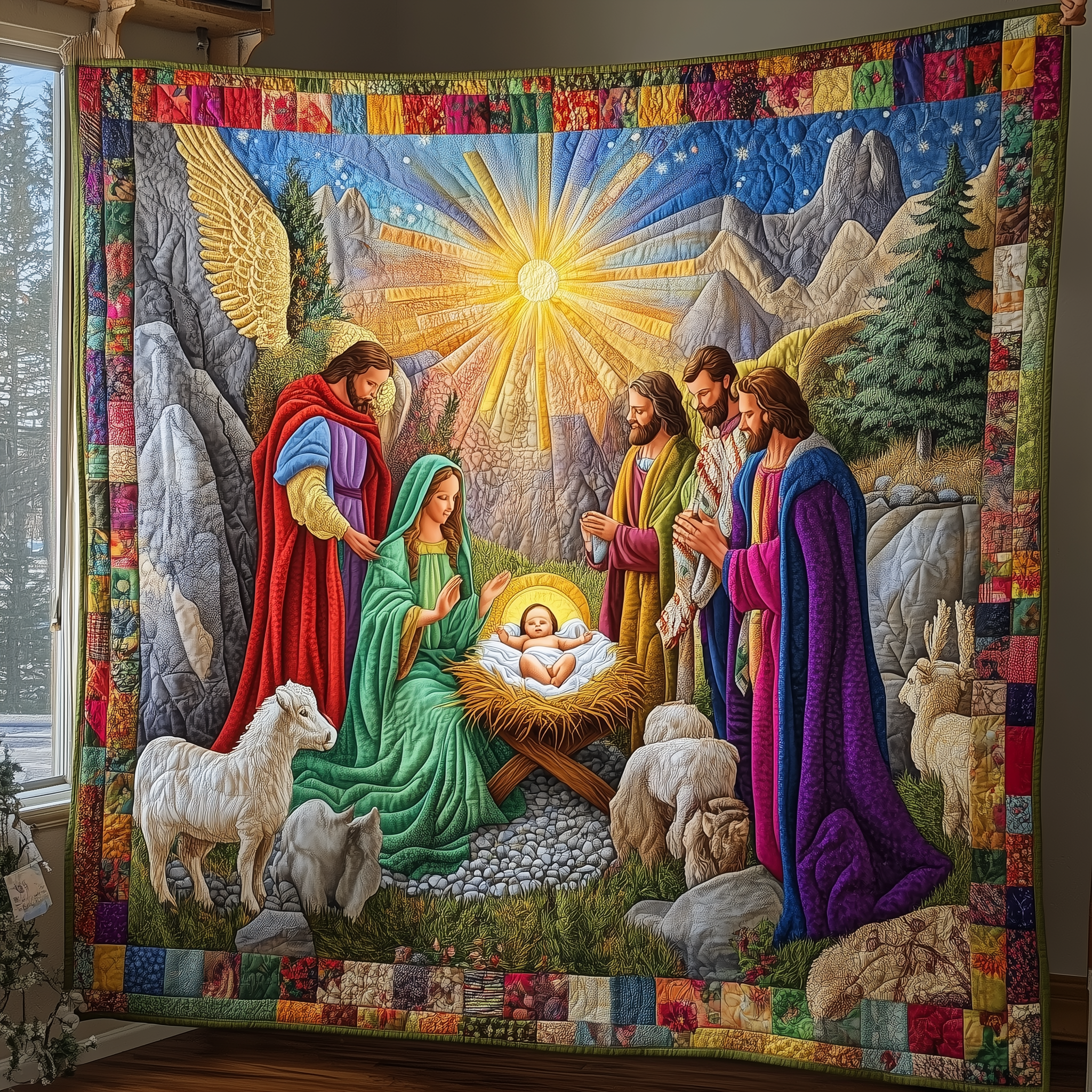 Nativity Scene Quilted Blanket Christmas Throw Blanket Christmas Ideas For Christians Family