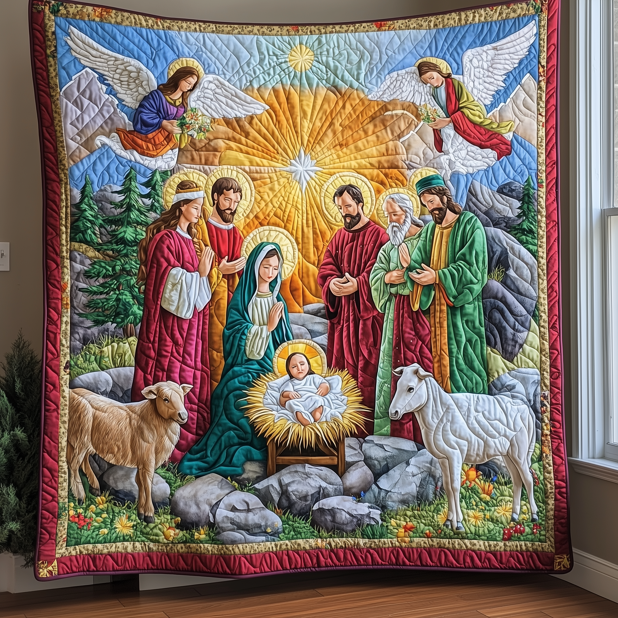 Nativity Scene Quilted Blanket Christmas Throw Blanket Christmas Ideas For Couples