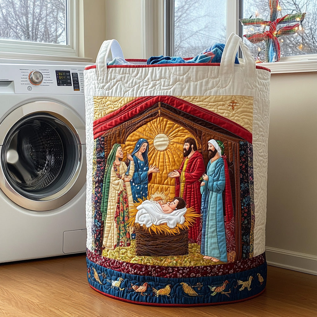 Nativity Scene Quilted Laundry Basket Excellent Gift For Her