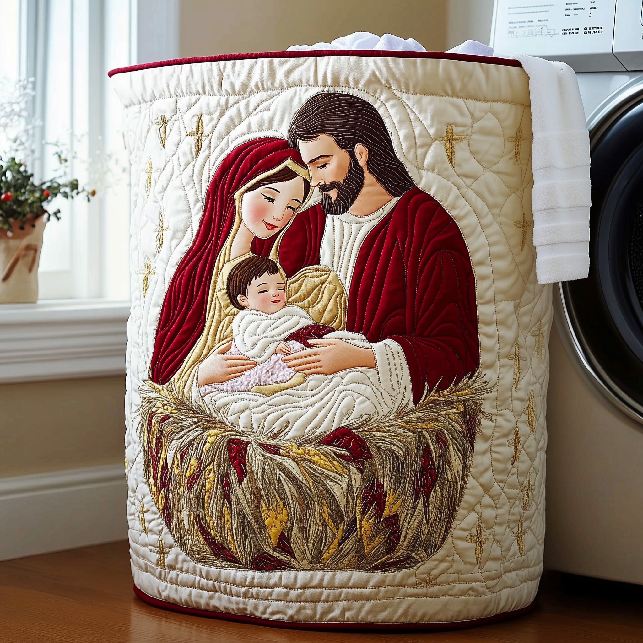 Nativity Scene Quilted Laundry Basket Must-Have Home Essential