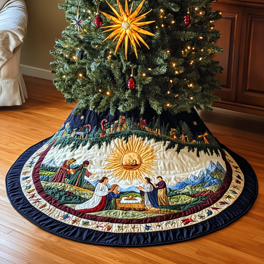 Nativity Scene Quilted Tree Skirt Must-Have Holiday Decor Merch