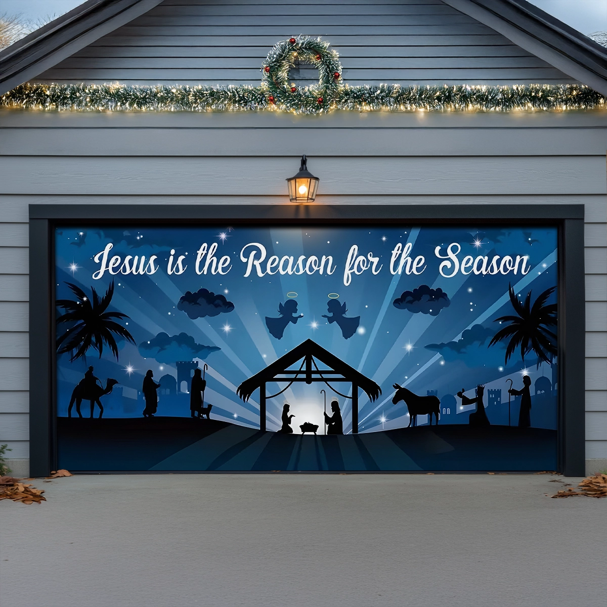 Nativity Starry Night Scene Christmas Garage Door Banner Outside Christmas Decorations Gifts
