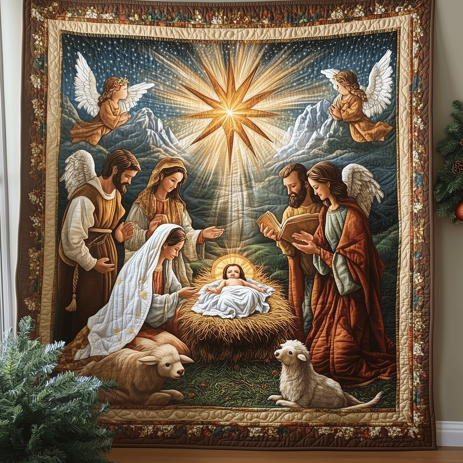 Nativity Story Quilted Blanket Christian Christmas Gifts