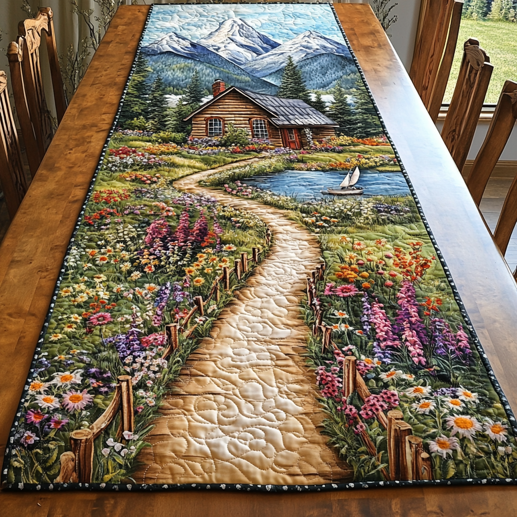 Nature Beauty Quilted Table Runner Dining Room Decor Ideas Christmas Floral Gifts