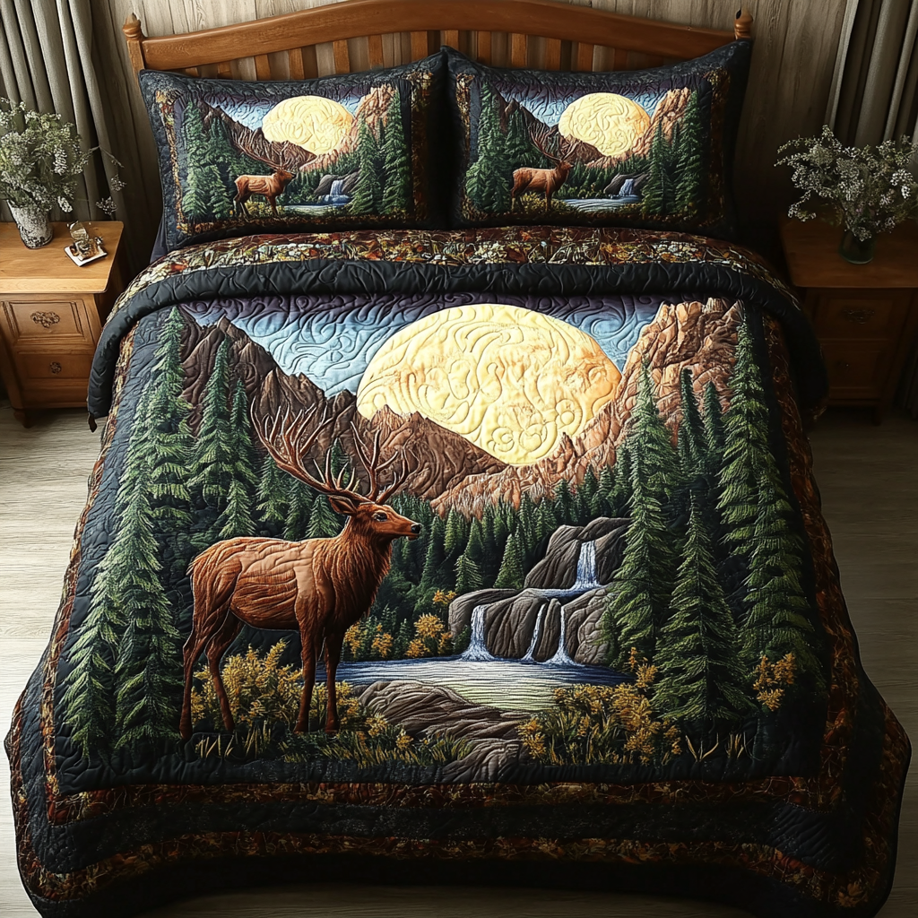 Nature Call Quilted Bedding Set Xmas Holiday Duvet Cover Set Best Gifts For Wildlife Lovers