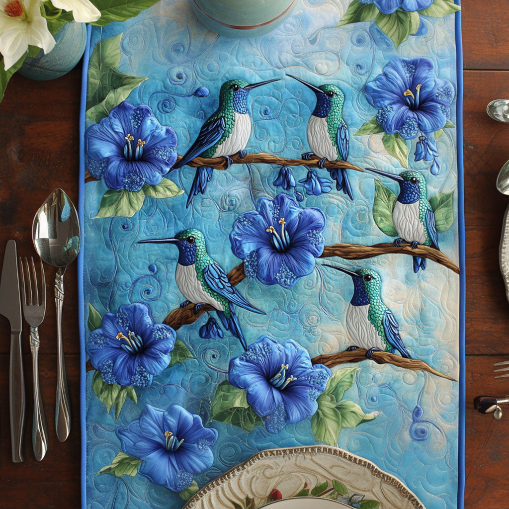 Nature Chorus Quilted Table Runner Kitchen Table Decor Ideas Best Gifts For Hummingbird Lovers