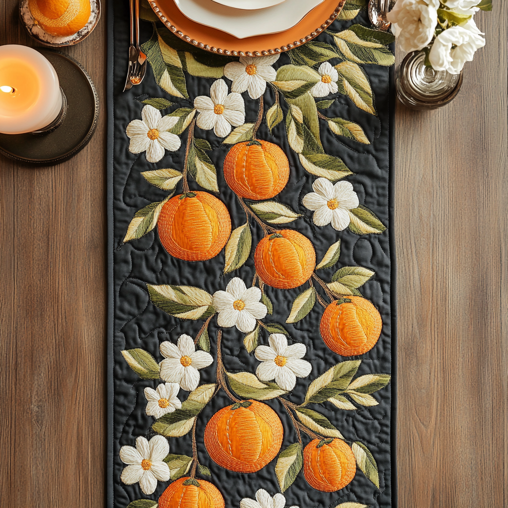 Nature Citrus Quilted Table Runner Holiday Table Runners Christmas Floral Gifts