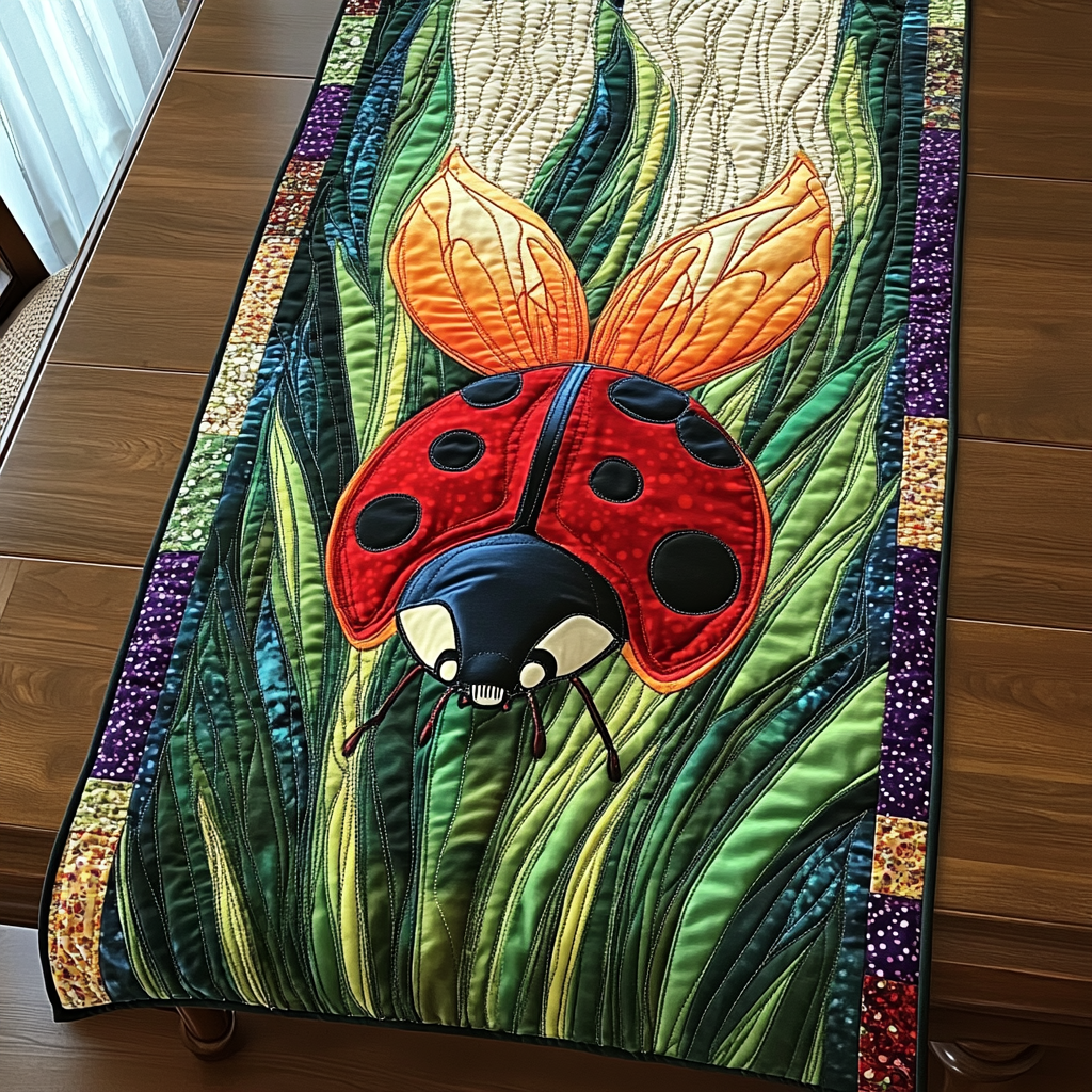Nature Dotty Beauty Quilted Table Runner Dining Room Table Decor Ideas Ladybug Gift Items