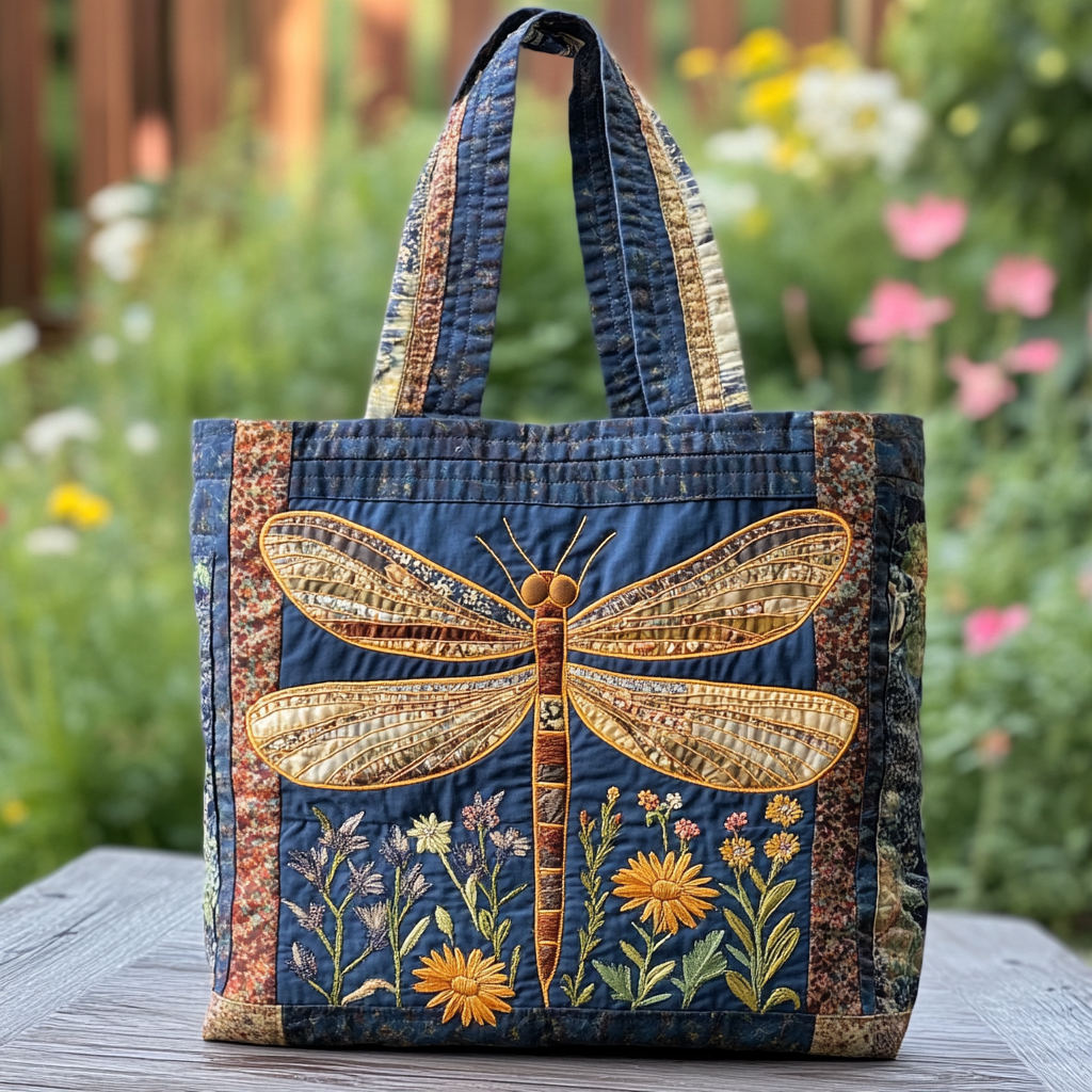 Nature Dragonfly Quilted Tote Bag Dragonfly Gifts For Mom