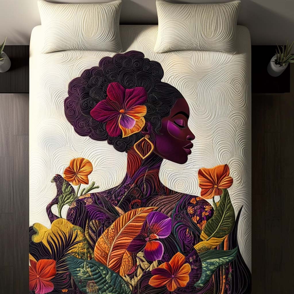 Nature Embrace Quilted Bedding Set Duvet Cover Bed Sheet Set African American Gifts For Her