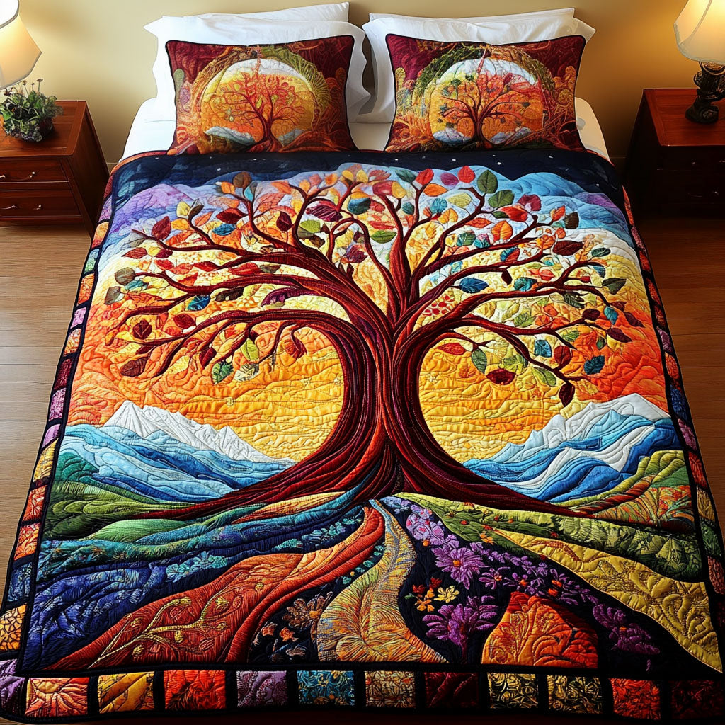 Nature Embrace Quilted Bedding Set Elegant Bed Linen Set for Cozy Nights