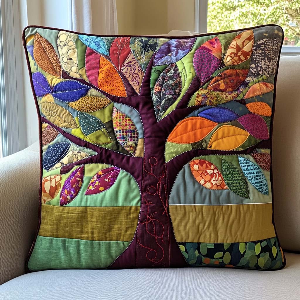 Nature Embrace Quilted Pillow Case Hippie Home Decor Tree Lover Presents