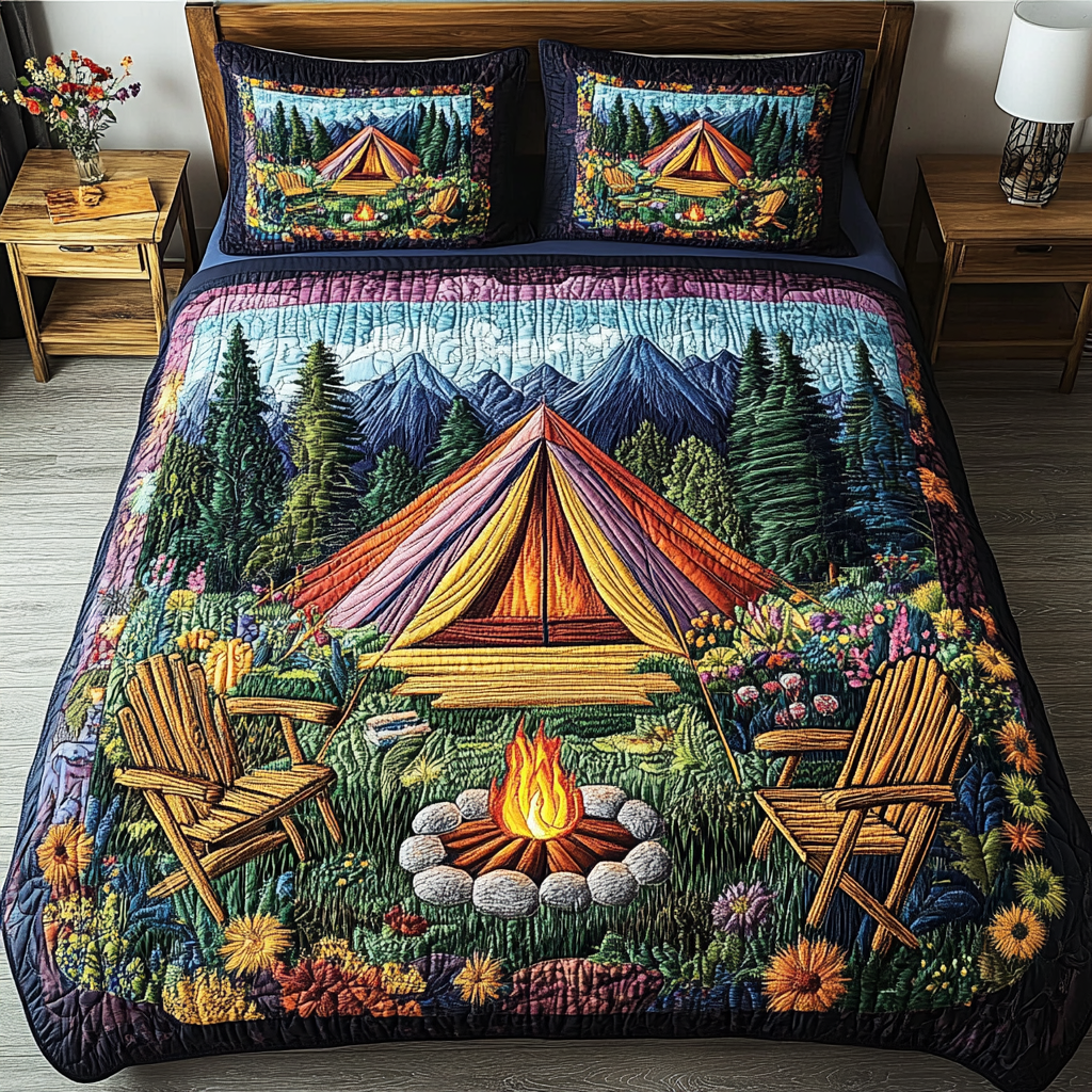 Nature Escape Quilted Bedding Set Bed Decor Novelty Camping Gifts For Him