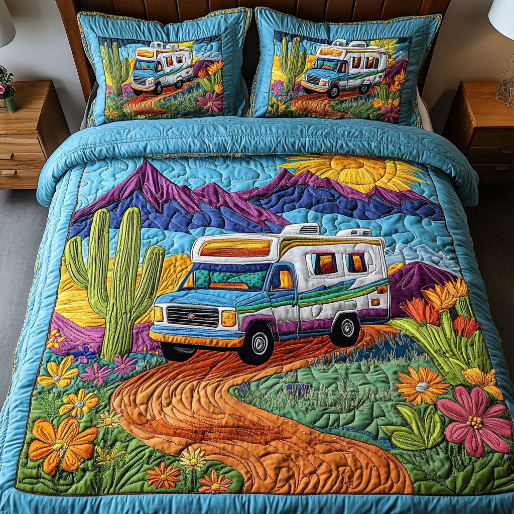 Nature Escape Quilted Bedding Set Bed Decorations Gift For Camper