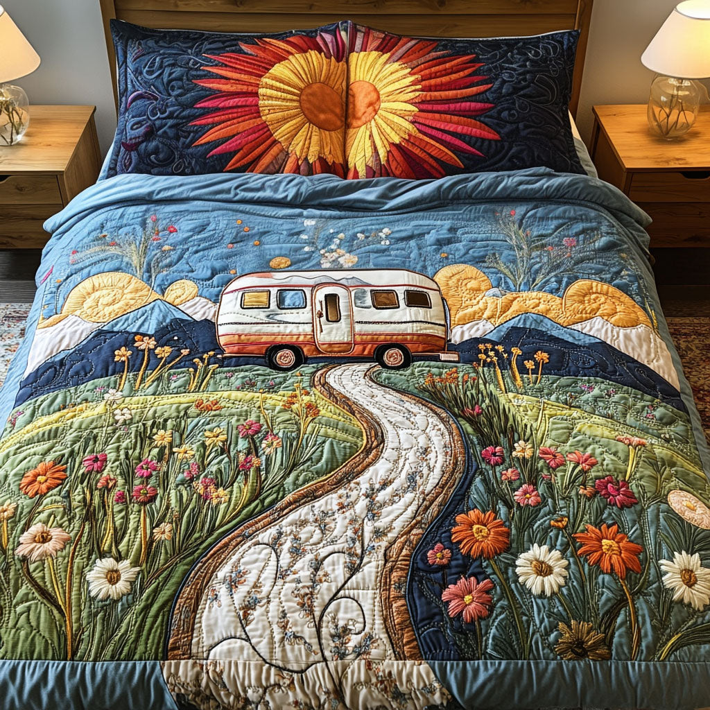 Nature Escape Quilted Bedding Set Unique Bed Sheet Set Great Presents For Camping Lovers