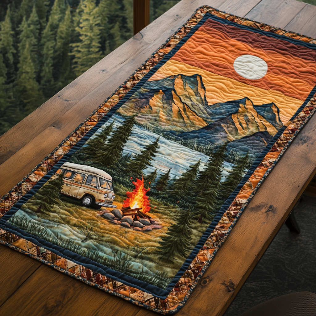 Nature Escape Quilted Table Runner Dinner Table Decor Camping Christmas Gifts