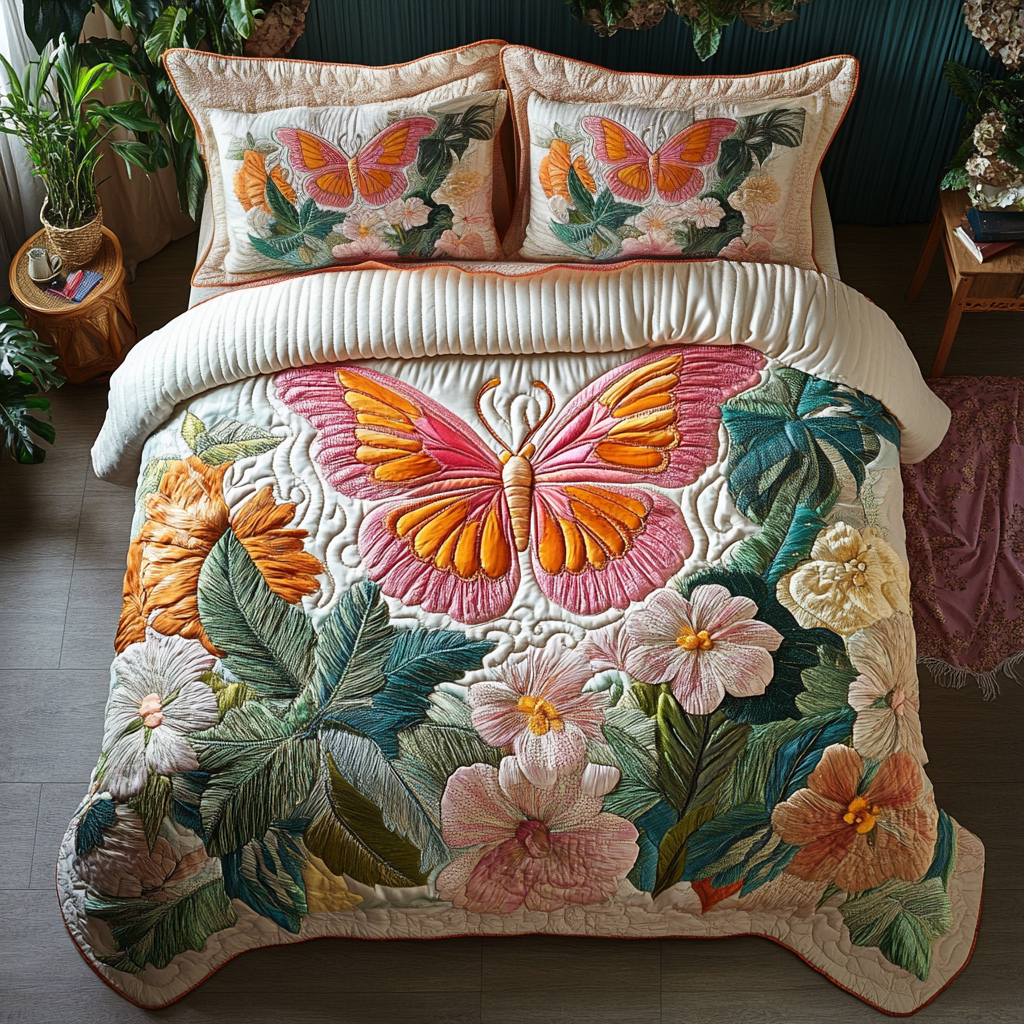 Nature Flight Quilted Bedding Set Holiday Duvet Cover Set Butterfly Gifts For Friends