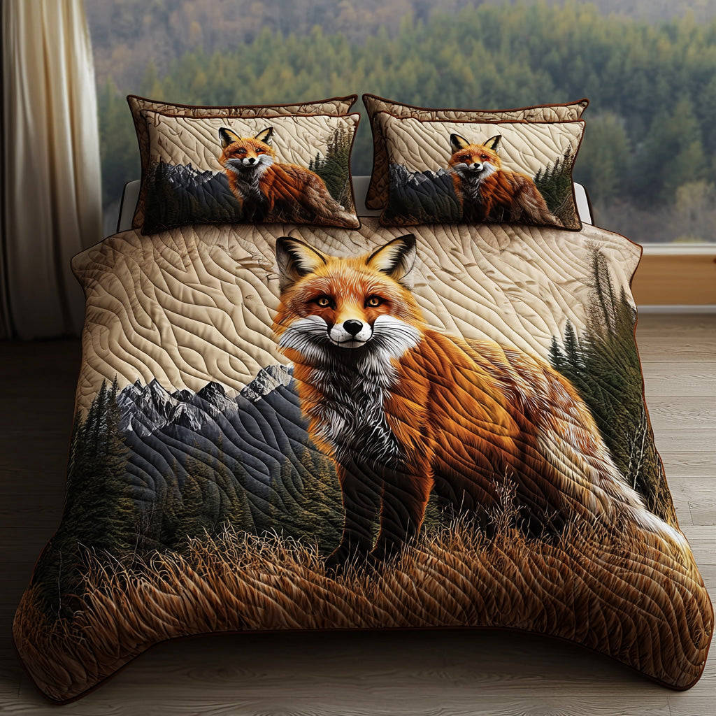 Nature Gaze Quilted Bedding Set Best Comforter Sets Best Unique Gifts For Fox Lovers