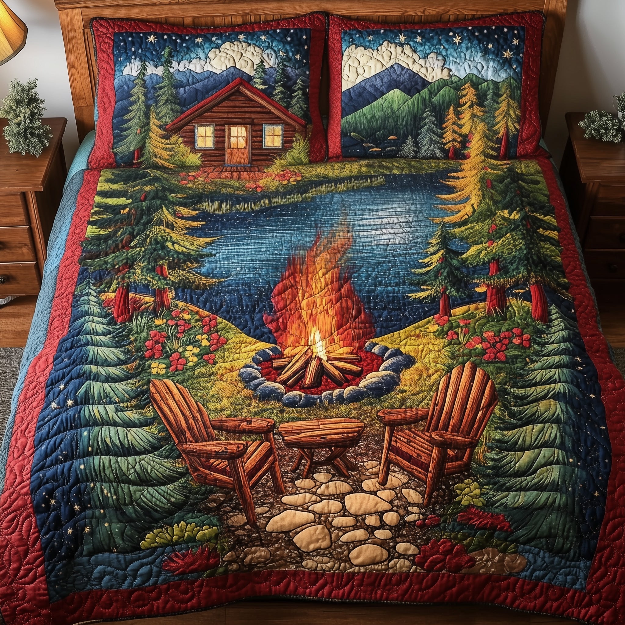 Nature Giggles Quilted Bedding Set Duvet Cover Bedspread Gift For Camper Owners
