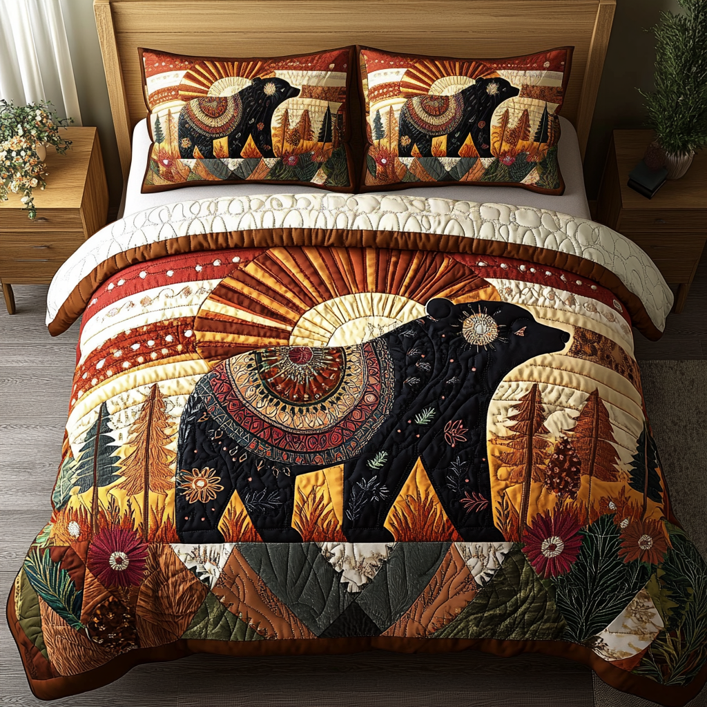 Nature Glow Quilted Bedding Set Cute Room Decor Best Gifts For Wildlife Lovers