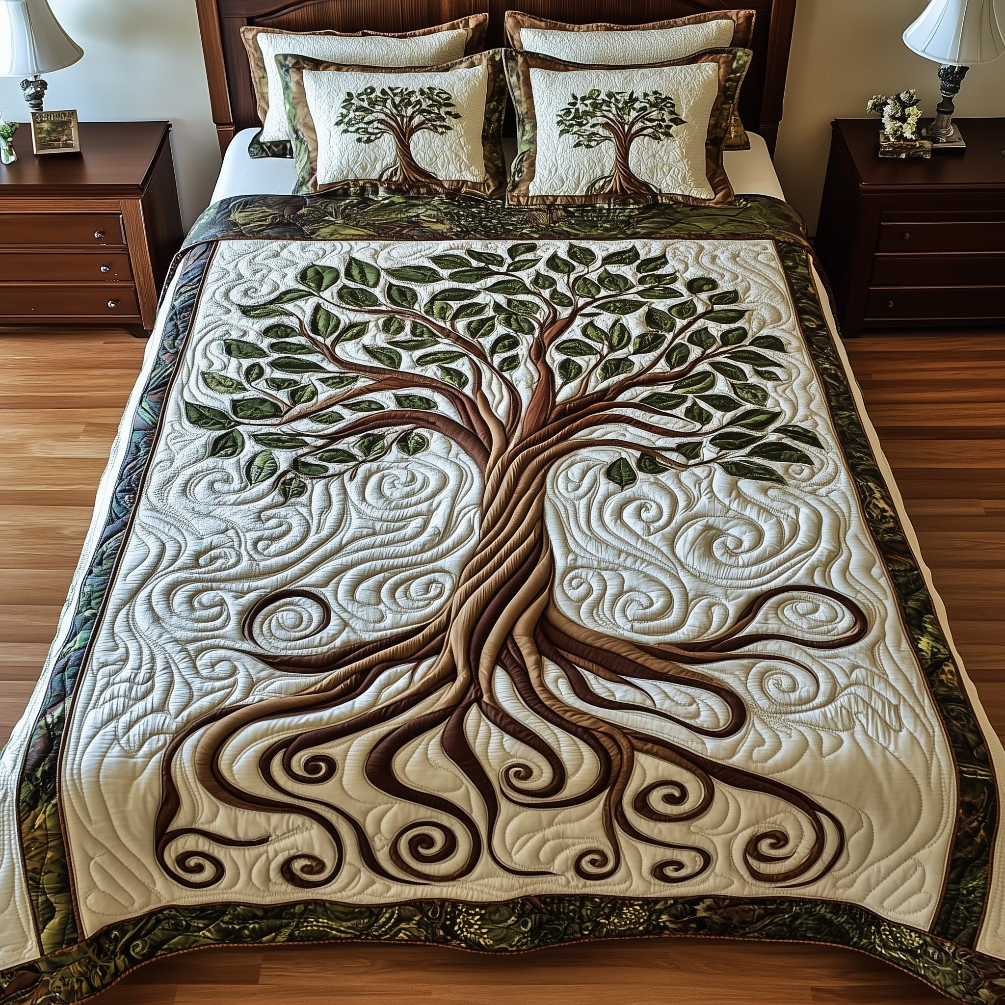 Nature Harmony Quilted Bedding Set   Duvet Cover Christmas Tree Of Life Gifts