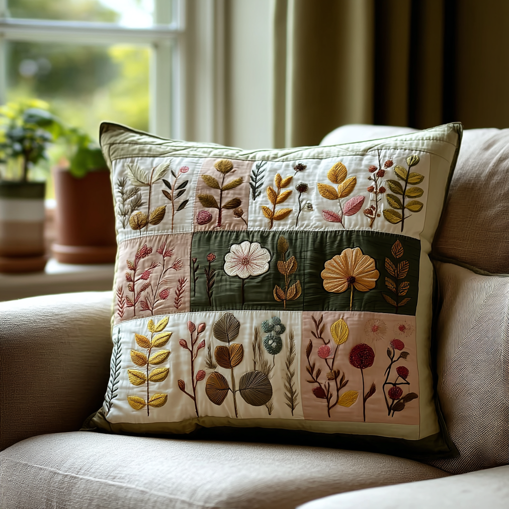 Nature Harmony Quilted Pillow Case Christmas Pillow Cover