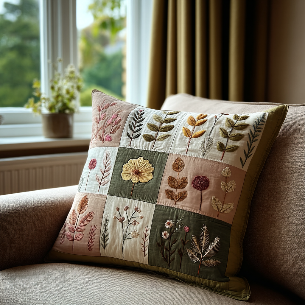 Nature Harmony Quilted Pillow Case Gnome Christmas Pillow Cover