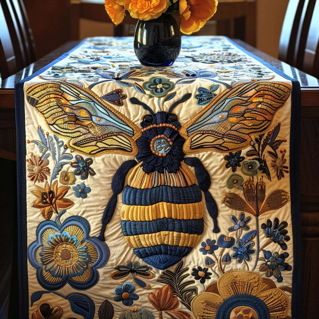 Nature Harmony Quilted Table Runner Kitchen Table Decor Bee Merchandise