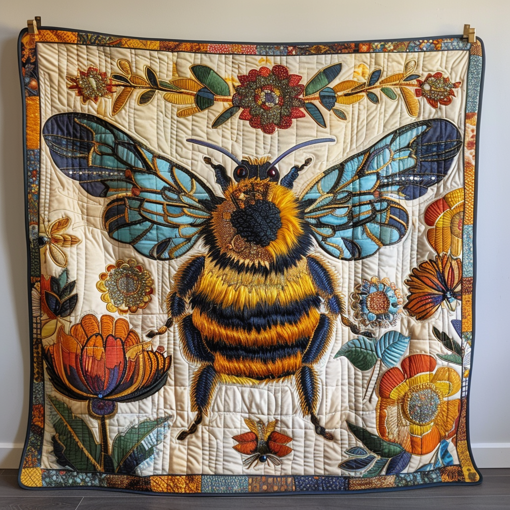 Nature-Inspired Bee Quilted Blanket Cute Fuzzy Blankets