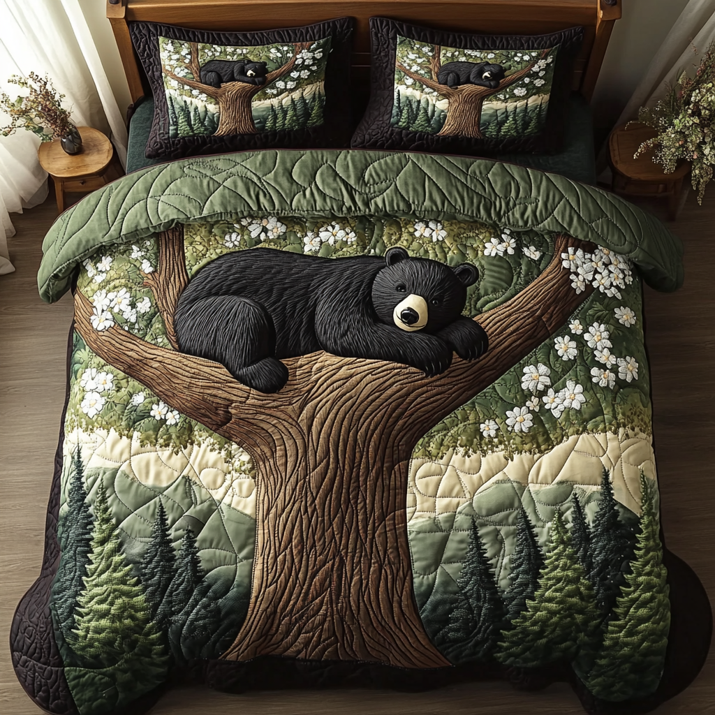 Nature Nap Quilted Bedding Set Best Comforter Sets Gifts For Bear Lovers